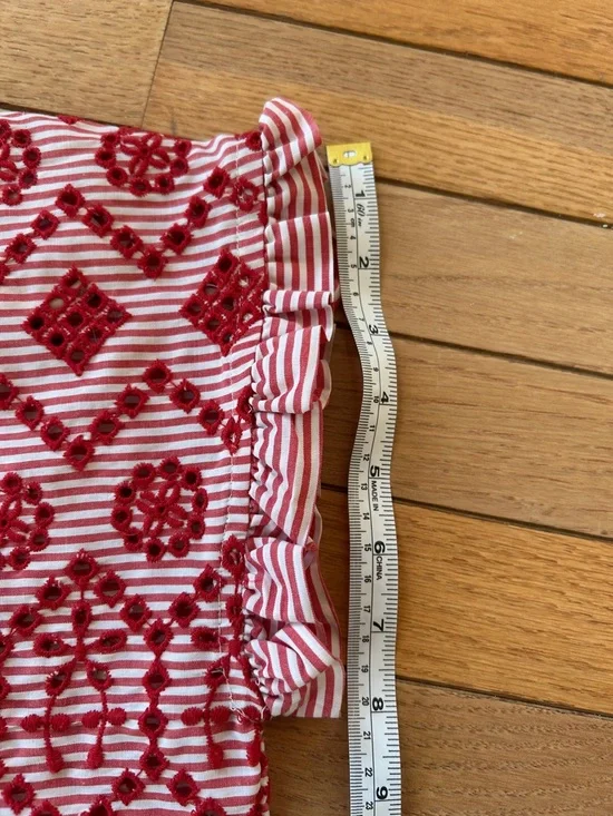 Zara Striped Eyelet Boxy Style Top - Picture 14 of 15